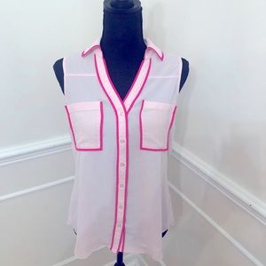 Light pink blouse with bright pink trim